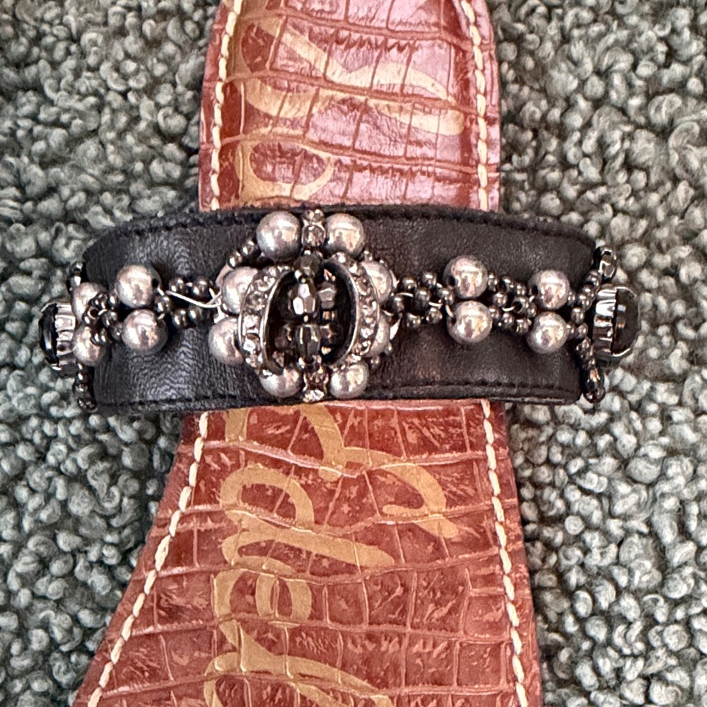 NWOT Sam Edelman Black Embellished Slide Sandals - Picture 3 of 6
